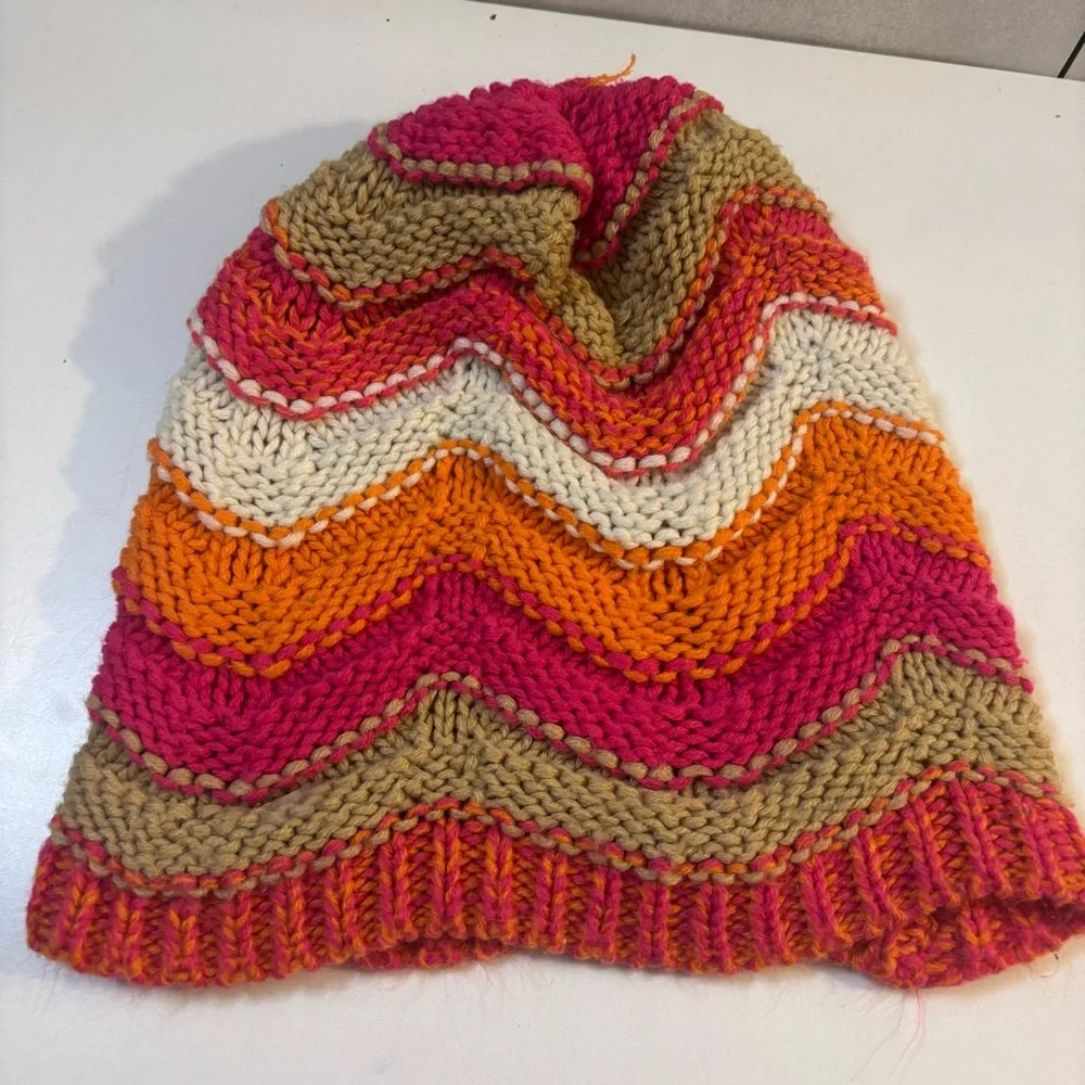 Colorful Chevron Cable Knit Beanie for Women